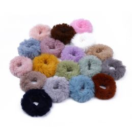 Scrunchie Hair Tie Elastic Fluffy Headband Furry Hair Band Warm Rubber Ponytail Holder Hair Accessories 26 Colours DW4738