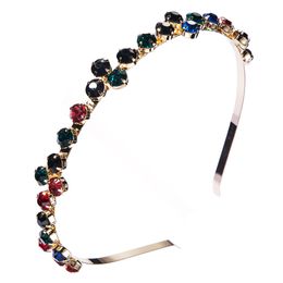 Hair band delicate face wash headband alloy inlaid Colour rhinestone Za thin edge headband female