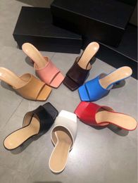 High end quality in 2020 Multi Colors Stretch Sandal Genuine Leather Mules with A Squared Sole Origin Package Size 35 To 40