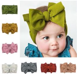 New Baby Knot Headband Girls big bow headbands Elastic Bowknot hairbands Turban Solid Headwear Head Wrap Hair Band Accessories