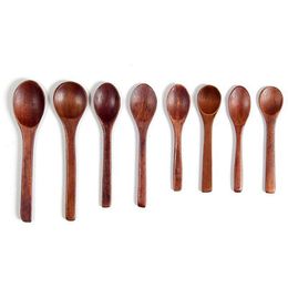 Painted Wood Spoon Dining Soup Tea Honey Coffee Spoon Kitchen Flatware Eco-Friendly Retro Wooden Tableware