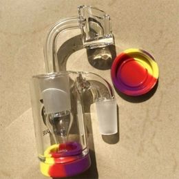 Newest Clear 14mm Male 90 Degree Ash Catcher With Colourful Silicone Contain And Quartz Banger Smoking Accessories For Smoking
