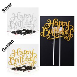 Four Colour Crystal Rhinestone Shiny Happy Birthday Cake Topper Anniversary Kids Birthday Party Decor Cake Topper