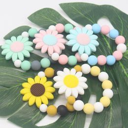 Flower baby teether Silicone Ring Teethers Infant Fingers Exercise Toys Colorful Silicon Beaded Soother Nursing toy Teether Chewable