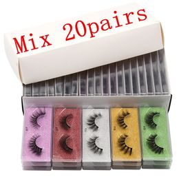3D Faux Mink lashes 20 Pairs / Set Wholesale False Eyelashes Makeup Eye Lash In Bulk Colourful Eyelash Packaging Box