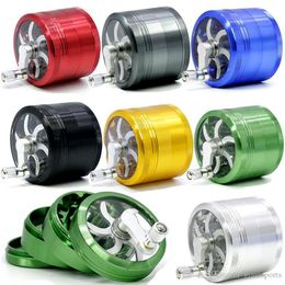 Metal Herb Grinder 7 Colours To Choose 63mm Diameter Aluminium Alloy Material 4 Layer Handle Tobacco Grinders For Smoking
