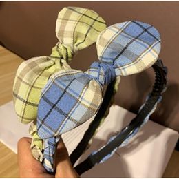 Side Bowknot Plaids Hairband for School Girls Hair Accessories Bow Headband Toothed Not Slip Adults Headdress Bow Hair Hoop