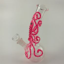 night glow glass water bongs Hookahs pink octopus 6.6inch oil burner dab rig for smoking accessories