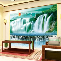 beautiful scenery wallpapers River Waterfall wallpapers Flowing Water Background Wall Decorative Painting