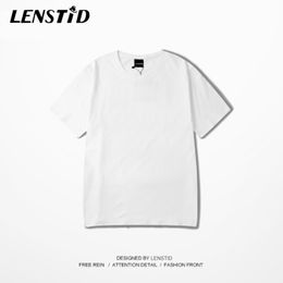 LENSTID Harajuku Plain T Shirt 2020 Summer 100% Cotton Men White Tshirt Streetwear Casual Basic Short Sleeve T-Shirts Tops Tees CX200709