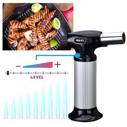 BBQ Kitchen Torch Spray Gun Lighter Flame Butane Gas Jet Baking Pipe Lighter Windproof Refillable Outdoor Big Firepower Igniter Gadgets for Men Gift