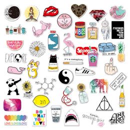 46pcs/Lot Wholesale Cute VSCO Girls Pink Stickers For Kids Toys Waterproof sticker Pcak Bottle Skateboard Luggage Notebook Car Decals