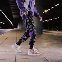 Side Stripe pista Jogger Pantaloni Uomo 2020 riflettente Label pista Harem Homme Streetwear Maschio HipHop