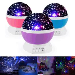 wholesale lanterns Canada - Automatic Rotating Starry Sky Projection Lamp Stars Moon Colorful USB Lantern Drill Starlight Projector LED Small Night-light