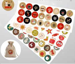 Christmas Round Stickers DIY Baking Gift Bag Glass Bottle Sealing Sticker Self-adhesive Label Decorative Sticker 24 Pieces/page