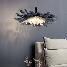 Nordic Modern Luxurious Home Villa Living room Bedroom Led Feather Pendant Lights 2020 New Designer Creative Art Hanging Lamp