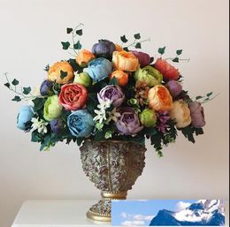 1 Bouquet 10 Heads Vintage Artificial Peony Silk Flower Wedding decoration party decoration free shipping HA023