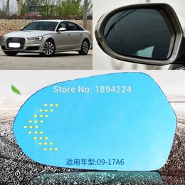 For Audi A6 2009-2017 Car Rearview Mirror Wide Angle Blue Mirror Arrow LED Turning Signal Lights