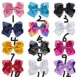 Colourful 8-inch children's oversized bow hairpin Girls' sequined large bowknot Barrettes fish scale baby hair accessories freeshipping