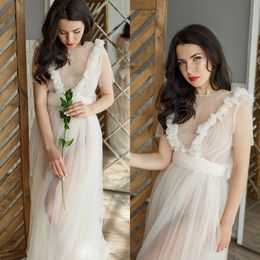 Tulle Illusion Women Bathgown Jewel Neck Bridal Bathrope Wedding Prom Party Bathrobes Pyjams Robes Women Pajama