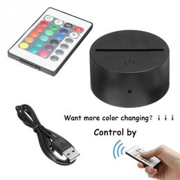 RGB Lights LED Lamp Base 3D Illusion Lamp 4mm Acrylic Light Panel Dry Battery USB Powered Remote Controller