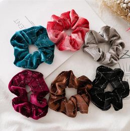 Hair Scrunchies Hairband Gold Velvet Women Headband Elastic Hair Tie Ropes Girl Ponytail Holder Fashion Hair Accessories 6 Colors