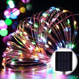 solar power Christmas lights 8 Colours 10m 100 LED Copper Wire String Light Starry holiday lightings