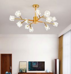 Nordic modern living room led chandelier simple molecule pendant light light luxury crystal chandelier restaurant pendant lamp