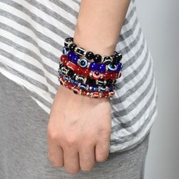 Fashion Summer Vacation Style with Resin Stone Eye Style Colourful Gem Stretch Statement Beaded Bracelets