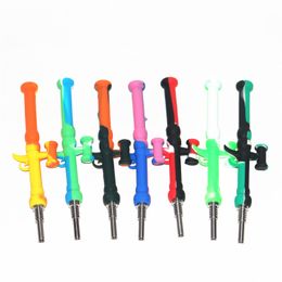 smoking pipes Silicon Nectar Kits With Quartz Titanium Tips 10mm Silicone Nector Kit Mini NC Tool For Glass Water Bongs Rigs