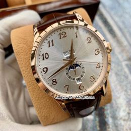 8 Styles Luxury Watch Complications Annual Calendar 5396R-012 Rose Gold Automatic Mens Watch Silver Dial Leather Strap Gents Watches