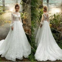 Country Style Wedding Dresses Long Sleeves Beach Bridal Gowns Wedding Gowns Lace Appliques Simple Cheap petites Plus Size Custom Made