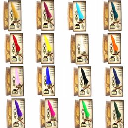 Feathers pen 18colors feather fountain pen Valentines Gift box Office School fountain pen without ink