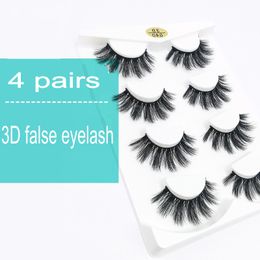 4 Pairs Natural False Eyelashes Fake 3d Mink Eyelashes Makeup Eyelash Extension Silk Protein Eye Lashes
