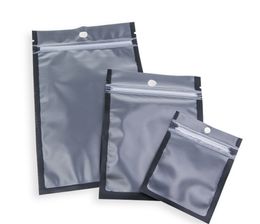 Wholesale 200pcs One Side Clear Black/White Plastic Ziplock Bag Translucent PE Hanging Packaging Bag USB Disc Data Wire Bag