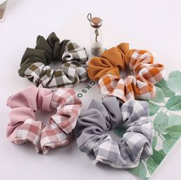 Scrunchy Hairbands Plaid Hair Rubber Band Elastic Wide Hair Tie Ropes Girls Ponytail Holder Fashion Hair Accessories 4 Designs DW4582