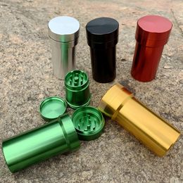 Colourful Aluminium Alloy Dry Herb Tobacco Grind Spice Miller Grinder Crusher Grinding Chopped Hand Muller Jar Storage Box Case Smoking