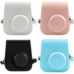 Popular 6 Colours fashion simple plain crossbody sling pu leather camera bag for Fujifilm instax mini 11