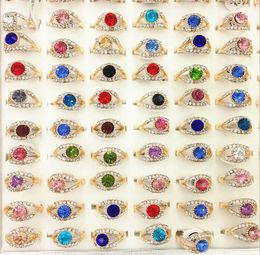 2020 Hot sale woman Gold ring alloy Colour crystal ring Mixed size Fashion ring anniversary gift Mixed style 20pcs/lot