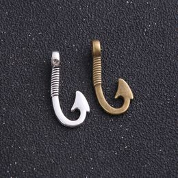 MIC 150pcs Antique silver Bronze Zinc Alloy Fish hook Charms Pendants DIY Jewellery For Bracelets Necklace Earrings 14x31mm