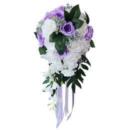 White Purple Blush Burgundy Bridal Bouquets New Arrvail Bouquets 23 50cm 2020 European Style Cheap244D
