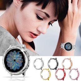 Protector Case for Samsung Galaxy Watch Active2 44/40mm Cover for Active 2 44mm Band Women Double Row Diamond Cases Bumper Shell