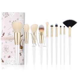 10pcs Pearl White Set MakeUp Brushes with Cloth Bag Hot Selling Brush Set ProductsHigh Quality Professional Cosmetic Tools