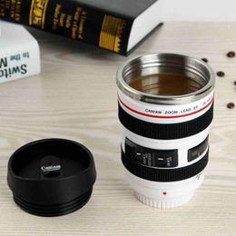 5 Generation Camera Lens Coffee Mug 400ml Stainless Steel Tumbler Travel Camping Coffee Cups with Lids