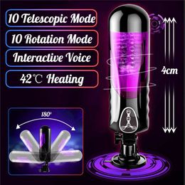 Meselo Strong Thrusting Intelligent Heated Male Masturbator For Man Interaction Voice Connect Headset Rotating Sex Toys For Men CX200708