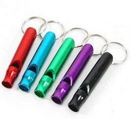 Keychain Mini Aluminum Alloy Whistle Keychain Outdoor Emergency Survival Safety Keyring Sport Camping Hunting Safety Whistle SuppliesLSK503