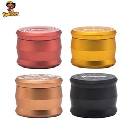 Honeypuff Gift Box Packaging Drum Aluminum Sifter Smoking Herb Grinder 63MM 4 Piece Heavy Duty Durable Metal Tobacco Grinders Smoke Pipe