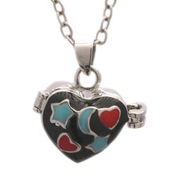 10PCS Brass Heart shape Pattern Open Ash Photo Box Pendant star moon Necklace Commemorative Free Chain