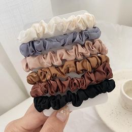 6pcs Fashion Scrunchie Hairbands Solid Colour Satin Elastic Ponytail Hair Ties Gift Headband For Women Girls Party Favours LX2379