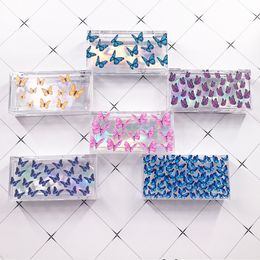 Wholesale Butterfly Eyelash Packaging Box Natural 3D Mink Eyelashes Custom Butterfly Print Lash Case Clear Acrylic Box